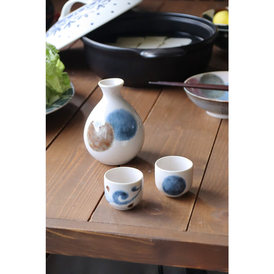 Brush Blue Sake Set