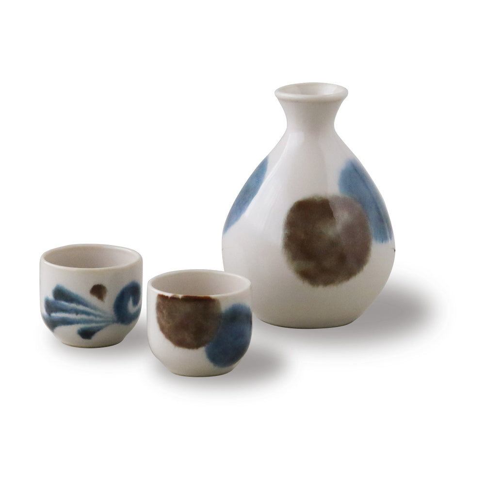 Brush Blue Sake Set