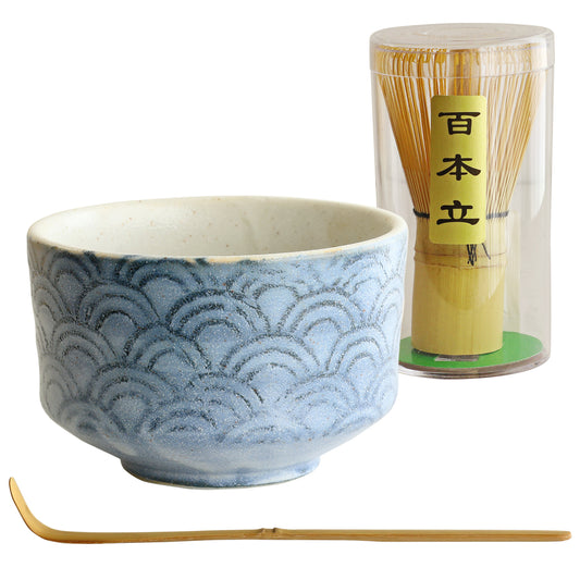 Matcha Bowl【Seigaiha】with Matcha Whisk