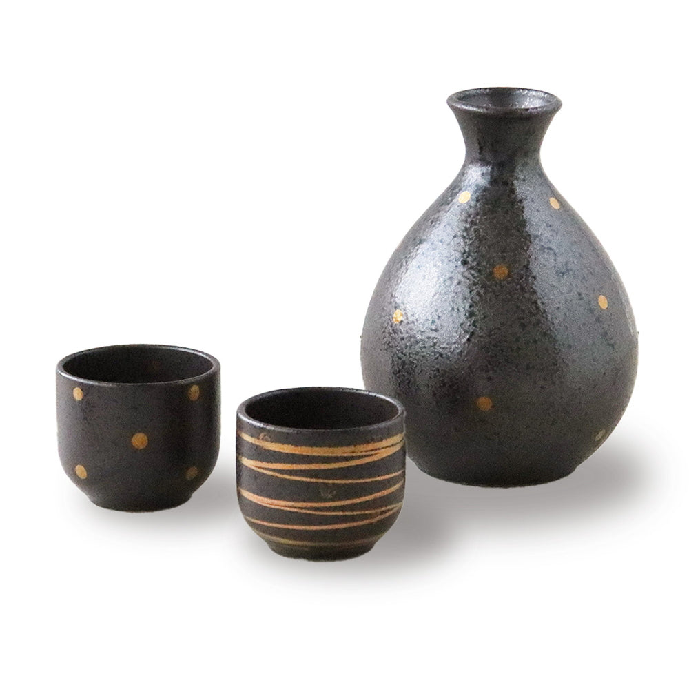 Gold Crystal-Glaze Sake Set